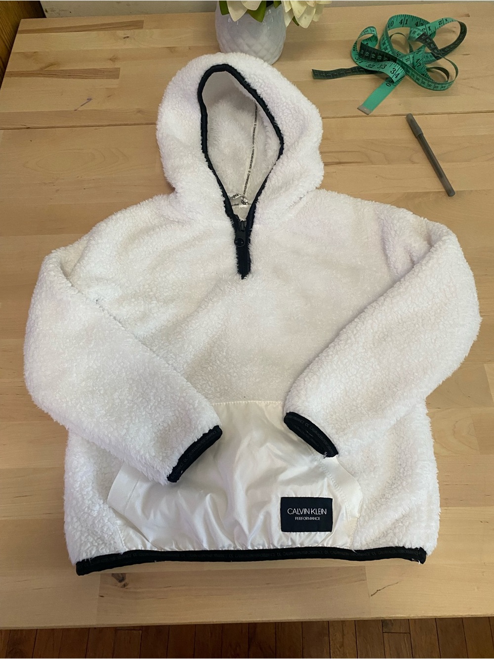 Calvin Klein Kids' White Sherpa Hoodie Jacket